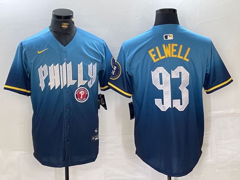 Men Philadelphia Phillies #93 Elwell Blue City Edition 2024 Nike MLB Jersey style 3